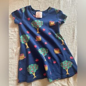 TBBC Polly Play Blue Dress with Apple Tree Print
